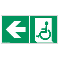 Panneau Evacuation PMR sortie à gauche ISO 7010 - 