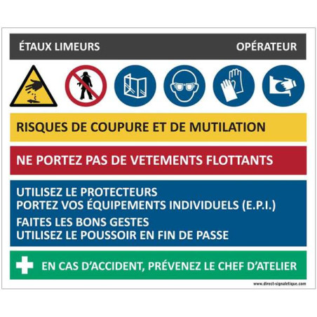 Fiche sécurité étaux limeurs - H 200 x L 240 mm - 