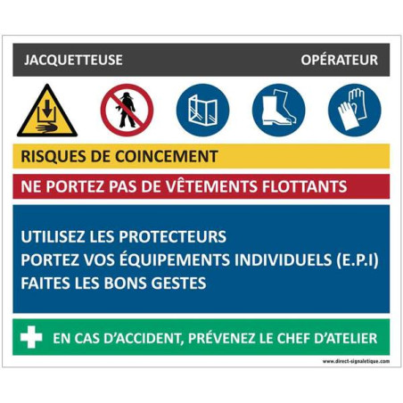 Fiche sécurité jacquetteuse - H 200 x L 240 mm - P