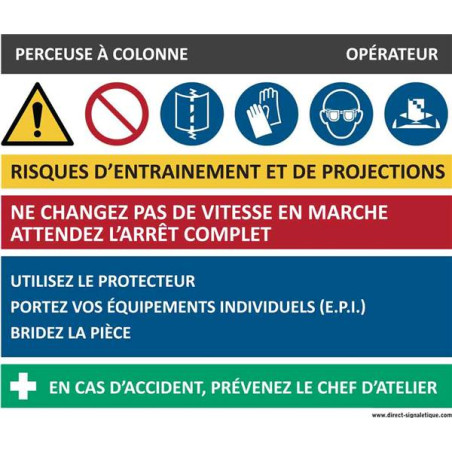 Fiche sécurité perçeuse à colonne - H 200 x L 240 