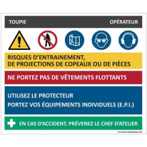 Fiche sécurité toupie - H 200 x L 240 mm - PVC 2 m