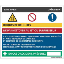 Fiche sécurité bain marie - H 200 x L 240 mm - PVC