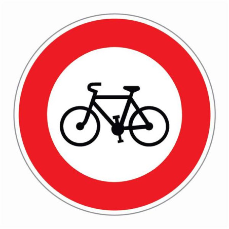 Panneau ´Accès interdit aux cycles´ - R7