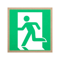 Signalétique Evacuation carrée en bois medium E001