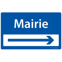 Panneau Mairie + flèche à droite - Fond bleu - H 2