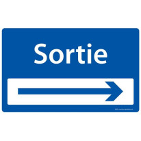 Panneau Sortie + flèche à droite - Fond bleu - H 2
