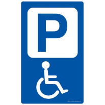 Panneau Parking fauteuil roulant - Fond bleu - H 2