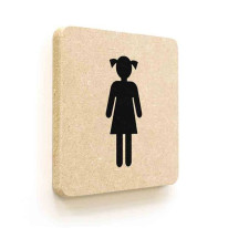 Plaque de porte carrée Toilettes Filles en Bois mé