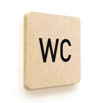 Plaque de porte carrée Texte WC en Bois médium