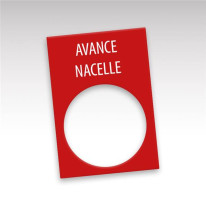 Etiquette bouton poussoir gravée Avance nacelle