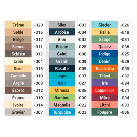 Nuancier SPM 39 coloris