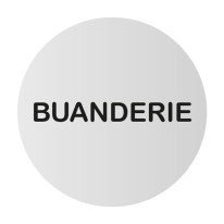 Plaque de porte aluminium brossé Texte Buanderie -