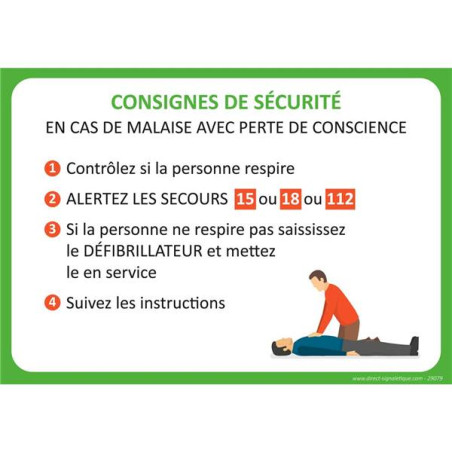 Affichage Consignes En Cas De Malaise Direct Signal tique