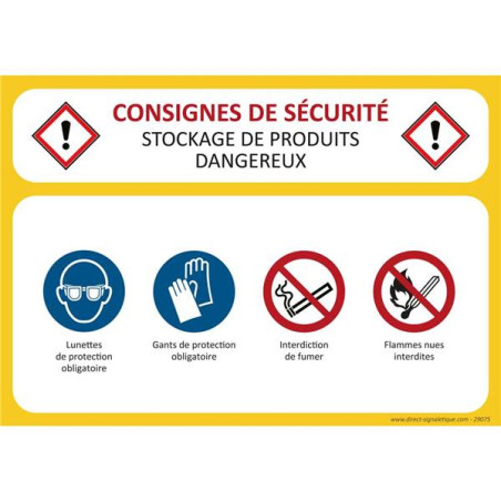 Consignes de sécurité Stockage des produits danger