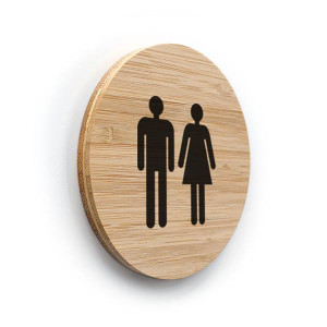 Plaque de porte picto Toilettes Hommes Femmes ø 10