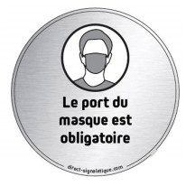 Plaque en aluminium brossé Port du masque obligato