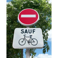 Kit Panneaux Sens interdit sauf vélo avec poteau -