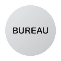 Plaque de porte aluminium brossé Texte Bureau - Ø 