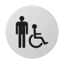 Plaque de porte aluminium brossé Picto Toilettes H