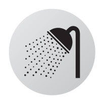 Plaque de porte aluminium brossé Picto Douche - Ø 