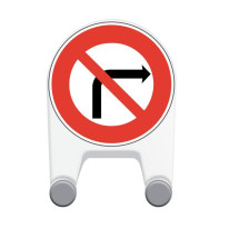 Panneau temporaire Interdiction de tourner à droit