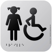 Pictogramme Alu avec relief Toilettes Filles PMR