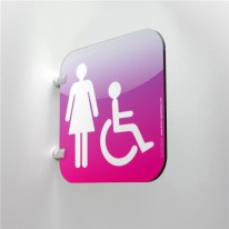 Plaque en drapeau Toilettes Femmes PMR - Gamme Dra
