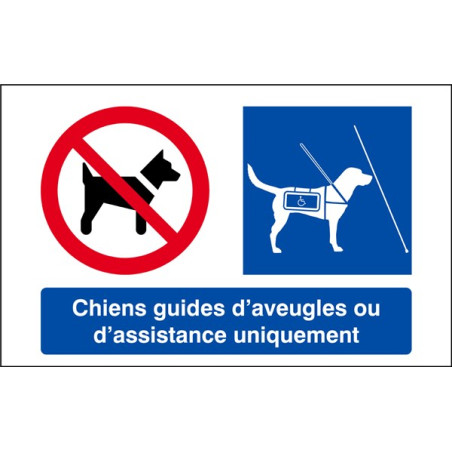 Panneau Interdit aux Chiens sauf Chiens Guides d´A