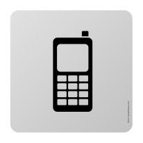 Plaque de porte aluminium brossé Picto Téléphones