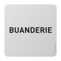 Plaque de porte aluminium brossé Texte Buanderie -