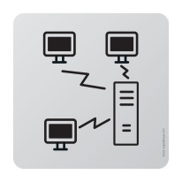 Plaque de porte aluminium brossé Picto Local infor
