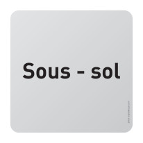 Plaque de porte aluminium brossé Texte Sous sol -