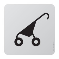 Plaque de porte aluminium brossé Picto Local poussette