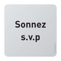 Plaque de porte aluminium brossé Texte Sonnez s.v.p