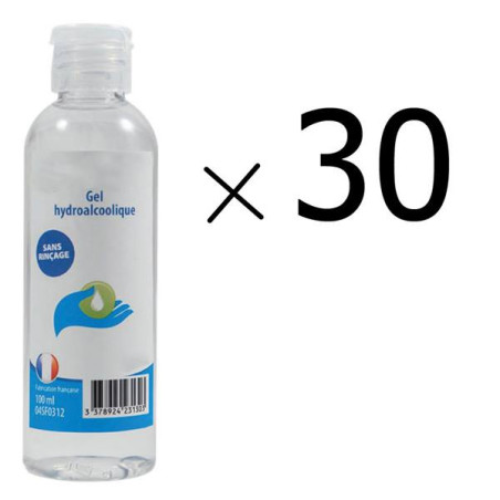 Gel hydroalcoolique - Lot de 30 Flacons de 100 ml 