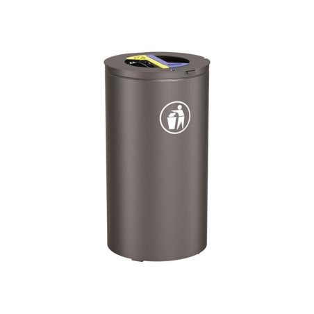 Corbeille de ville - tri sélectif 2 x 60 litres - Gris