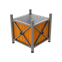 Bac à palmier traditionnel acier et bois - Pommeau Cylindrique - Gris
