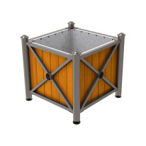 Bac à palmier traditionnel acier et bois - Pommeau Dôme - Gris