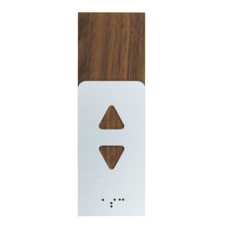 Picto Ascenseur Bois de noyer et Alu - Gamme Wood Noyer®