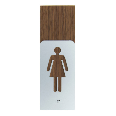 Picto Femme Alu & Noyer - Gamme Wood Noyer® Dimension H 148.5 x L 50 mm