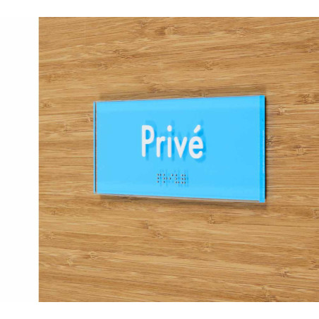 Plaque de Porte Pop Art® en plexi - Privé - Texte en relief - H70 x L170 mm