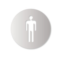 Plaque de porte aluminium brossé picto Toilettes Hommes - Ø 120 mm - Gamme Bross évidé