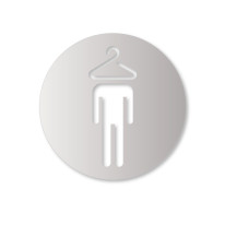 Plaque de porte aluminium brossé picto Vestiaires hommes - Ø 120 mm - Gamme Bross évidé