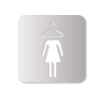 Plaque de porte aluminium brossé picto Vestiaires femmes - 120 x 120 mm - Gamme Bross évidé