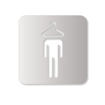 Plaque de porte aluminium brossé picto Vestiaires hommes - 120 x 120 mm - Gamme Bross évidé