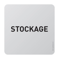 Plaque de porte aluminium brossé Texte Stockage - 100 x 100 mm - Gamme Bross