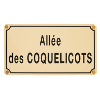 Plaque de rue en tôle d´alu plane - 4 trous pour fixation murale - H 250 x L 450 mm