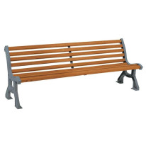 Banc de ville acier gris et bois chêne clair