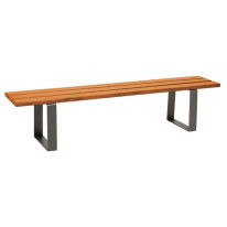 Banquette urbaine acier gris et bois lasuré chêne clair