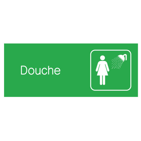 Plaquette gravée avec texte et picto Douche Femme - H 80 x L 200 mm - Gamme Couleur